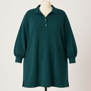Tuckernuck June Bug Polo Dress Long Sleeve Shirt Dress Women XXXL Green Cotton